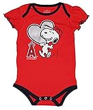 Los Angeles Angels Loveスヌーピーat Bat Infantサイズ0 – 3 Months Onesie /ボディスーツ – フリル付き袖赤クリーパー