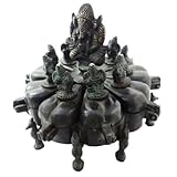 ガネーシャ神ブラックカラーボックス真鍮メタル手Craved Figurineホーム飾りアート ブラック MF782