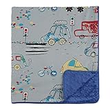 My Blankee Across Town Organic Cotton Grey w/ Minky Dot Electric Blue Baby Blanket, 30 X 35 by My Bl