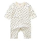 ANKECHANG ベビー服 ロンパース カバーオール 長袖 前開き 赤ちゃん 男の子 女の子 size 60 (ホワイト（ドット柄）)