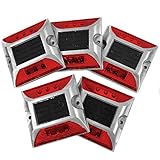 iimono117　ソーラー充電式　LED道路鋲/センターライン 駐車場 縁石 反射板 視線誘導 (5, 赤)