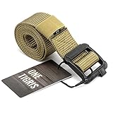 OneTigris　ウェストベルト　シンプル　ナイロン系　金属なし　作業着･戦闘服･カジュアル服に　男女 (M, カーキ)