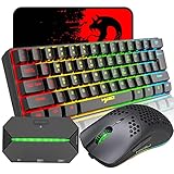 ゲーミングキーボード マウスセット 無線 ワイヤレス Bluetooth ゲーミングキーボード テンキーレス ゲーミングキーボードマウス LEDバックライト 2.4Ｇワイヤレス接続 5.0Bluetooth 専用コンバータ付き switch/PS4/スイッチに対応 マウスパッド付き 英語配列(黒)