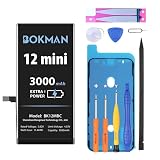 bokman- iPhone 12mini バッテリー 大容量 0サイクル 交換 長い持ち 互換キット バッテリー PSE 認証 修理 工具セット