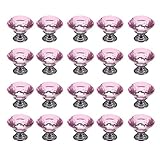 Generic 30mm Crystal Glass Diamond Shape Cabinet Knob Drawer Pull Handle Kitchen Colour Pink(Pack of