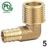 Pex 1 / 2インチBarbed x 3 / 4 " Male NPTねじエルボ90 Fittingバッグの5 /真鍮/ 1 / 2 " x 3 / 4 "