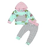 杜屋トヤ　新生児服　上下セット　長袖フード付きＴシャツ＋パンツ　セット　ルームウェア　ボーダー　花柄　かわいい　洋式　秋　冬　カジュアル　遊び　お出かけ　プレゼント　女の子　男の子　ユニセックス　赤ち