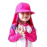 ５０＋ UPF 紫外線 UVカット 幼児の帽子 フラップ付き ベビー 赤ちゃんキャップ キッズ 帽子 女の子 男の子 男女児 5カラー(2〜8歳)【海外直送品】 (L(52~54cm), Hot pi