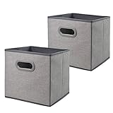 布ストレージビン、homyfort折りたたみ式バスケットキューブオーガナイザーコンテナDrawers withデュアルプラスチックハンドルのクローゼット、寝室、おもちゃ、2パック、パープル