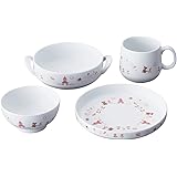 Noritake ノリタケ プレート & 手付ボウル & 飯碗 & マグ セット プレート:16cm 300cc ボウル:16cm 370cc 飯碗:230cc マグ:245cc ライトステップ 電子レンジ対応 食洗機対応 4個 ピンク ファインポー