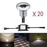 テラス・デッキライト FVTLED ガーデンライト スタンドライト DC12V 0.6W IP65 足元灯 省エネ 超寿命 玄関 廊下 CE RoHS認証 (20個セット ウォームホワイト)