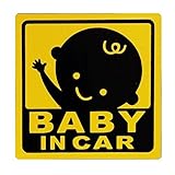 BABY IN CAR　赤ちゃん乗車中 マグネット 外貼り ステッカー12cm 黄色 男の子