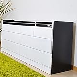 開梱設置 チェスト タンス 幅160 3段 完成品 木製 ツートンカラー ローチェスト 収納家具 AYU-3-326-KK (ブラック)