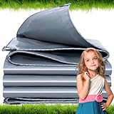 グランドシート 5.5x7.5 m 500g/m² テント キャンプ 厚手 防水 耐水圧 軽量 アウトドア 登山 ピクニック 防災グッズ LXX94W, グレー