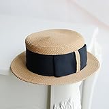 Hatrita-J ワイドストラップシーリング麦わら夏英倫リボンシルクハット短いひさし海岸砂浜で遊び帽子太陽帽,b