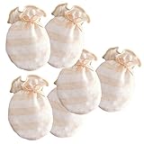 Kalevel 3組 赤ちゃん 手袋 綿 ベビー ミトン 新生児 掻きむしり防止 メッシュ ミトン 手袋 薄い ひっかき防止 赤ちゃん 出産 お祝い 女の子 男の子 0歳～1歳（ブラウン縞）