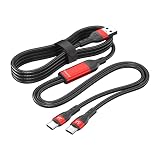 Juckier USB タイプC 二股ケーブル2in1 PD対応 66W/6A 急速充電 データ転送 1.5M Y字 USB A to Type C+Type C 充電 ケーブル 二股 2台同時充電 ケーブル ナイロン編み 断線防止 (ブラック)