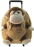 Plush Monkey Chimp Brown Furry Trolly Rolling Backpack w/ Wheels [並行輸入品]