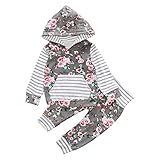 Tovadoo 子供服 ベビー服 女の子 パーカー＋ズボン セットアップ 長袖 秋冬 花柄 縞模様 可愛い ファッション パーティー 旅行 海遊び 保育園