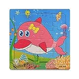 Aibearty Cartoon Animal Wooden Puzzle Baby Educational Toy [並行輸入品]