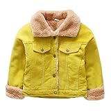 Lisa Pulster 男の子 女の子 コート 子供 冬服 可愛い 厚手 裏起毛 フード付き ショート丈 キッズ あったか 防寒 秋冬 (110cm, イエロー)