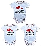 azure ベビーウエア 夏用 ロンパース コットン100% 3点セット I Love papa mamaシリーズ (80size/6-9 months)