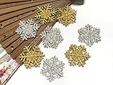 and.A ワッペン アイロン 刺繍 雪 8枚セット ミニサイズ アイロンワッペン 刺繍ワッペン スノーフレイク モチーフ アップリケ ハンドメイド ゴールド　シルバー　ホワイト(B・ゴールド&シルバーmix)