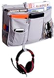 hycureyベッドサイドストレージキャディバッグHanging Organizer for Bunk and病院寮の部屋ベッドベッドレールwith 8ポケット グレー Bedside-Bag-001
