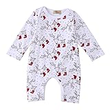 ベビーポルカドットロンパース 新生児　幼児　女の子 綿100% ロンパース　0-2歳設定 鹿 長袖 カバーオール (70(0-6ヶ月), ホワイト)