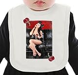 Sexy cherry burlesque girl card ネクタイを有する有機ビブ Medium