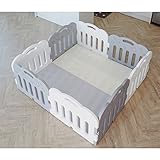 Caraz(カラズ) ベビーサークル ベビーゲート マットセット パネル8枚 148×148×60cm グレーホワイト