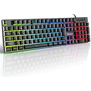 ゲーミングキーボード 有線 106キー日本語配列 25キー防衝突 PC用キーボード LED バックライト防水 仕事用/ゲーム用 防水仕様 Windows/Mac OS対応 12ヶ月間品質保証