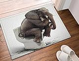 chbinフランネルノンスリップバスマットとラグのタオル、The Elephantの上に座ってトイレ、バスルームアクセサリー40 cmx60 cmマットセット グレー