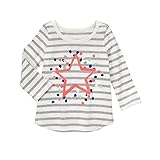 Gymboree Baby Toddler Girls' Grey Stripe Star Graphic Tee Multi 12-18 [並行輸入品]
