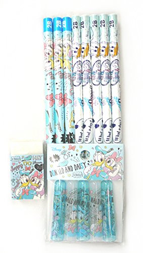 ディズニー】 ドナルドダック文房具10点セット（2B鉛筆8本・キャップ
