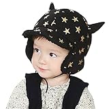 YY-Shop ベビー帽子 パイロット帽子 男の子 女の子 秋冬 キャップ 飛行帽 キッズ 子供 もこもこ 防寒 防風 アウトドア 裏起毛 星柄 耳あて付き（6ヶ月～24ヶ月） (1ブラック)