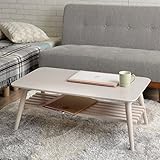 ローテーブル 棚付き 折りたたみ 木製 幅90 オーク ホワイト 北欧 B07DBY14JG