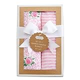 Mud Pie 2 Piece Rose Print Viscose-Blend Swaddle Blanket