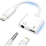 【2023 MFi認証品】TOMPOL iPhone イヤホン変換アダプター 3.5mm 2in1 急速充電 同時 音楽 二股ケーブル 純正チップ iPhone 用 ライトニング 変換 ケーブルiPhone14/13/12/11/11/SE/Xs/X