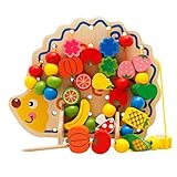 ノーブランド品 ２セット　木製　ビーズ　ハリネズミ　果物　クリート　楽しい　知育おもちゃ　子供　プレゼント　興味を開発
