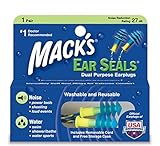 コード付き耳栓　Mack's Ear Seals スイミングに！　防音に！ 1ペア Made In U.S.A [並行輸入品]