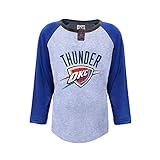 NBA Oklahoma City Thunder 3 / 4スリーブジャージーボタンTシャツ、XL、Char Heather /ロイヤル