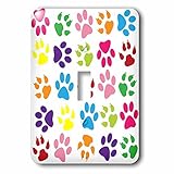 フローレン – 装飾III – イメージのマルチカラーPuppy Paws Onホワイト – 照明スイッチカバー – シングルトグルスイッチ( LSP _ 233705 _ 1 )