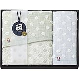 段染めのかすり　フェイス・ウォッシュタオルセット グリーン K-30183