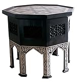 螺鈿家具 Mother of Pearl エジプト螺鈿の工芸家具・サイドテーブル・オクタゴン・マシャラビア・ＬＬサイズ・エジプト製イスラミックな幾何学デザインのテーブル　W61cm×D61cm×H54cm retb088