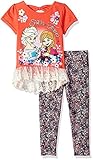 Disney Little Girls' Frozen Sisters Hi Lo Tunic Legging Set Coral 6X [並行輸入品]