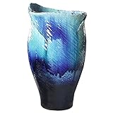23号 ブルーガラスひねり花器信楽焼　陶器　花器　花入　花瓶