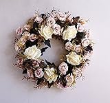 Haydice 14-inch Door Decor Artificial Garland Wreath Handmade Flowers Silk Floral Home Wall Restaura