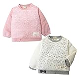 (ピンク/90cm)ベビー服 女の子 トレーナー 長袖 UZULAND パイル起毛 レース リボン装飾 スナップボタン ワッペン 女児 ベビー