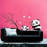 Modern House Panda and Red Cherry Blossom Vinyl Mural Art Wall Sticker Decal [並行輸入品]
